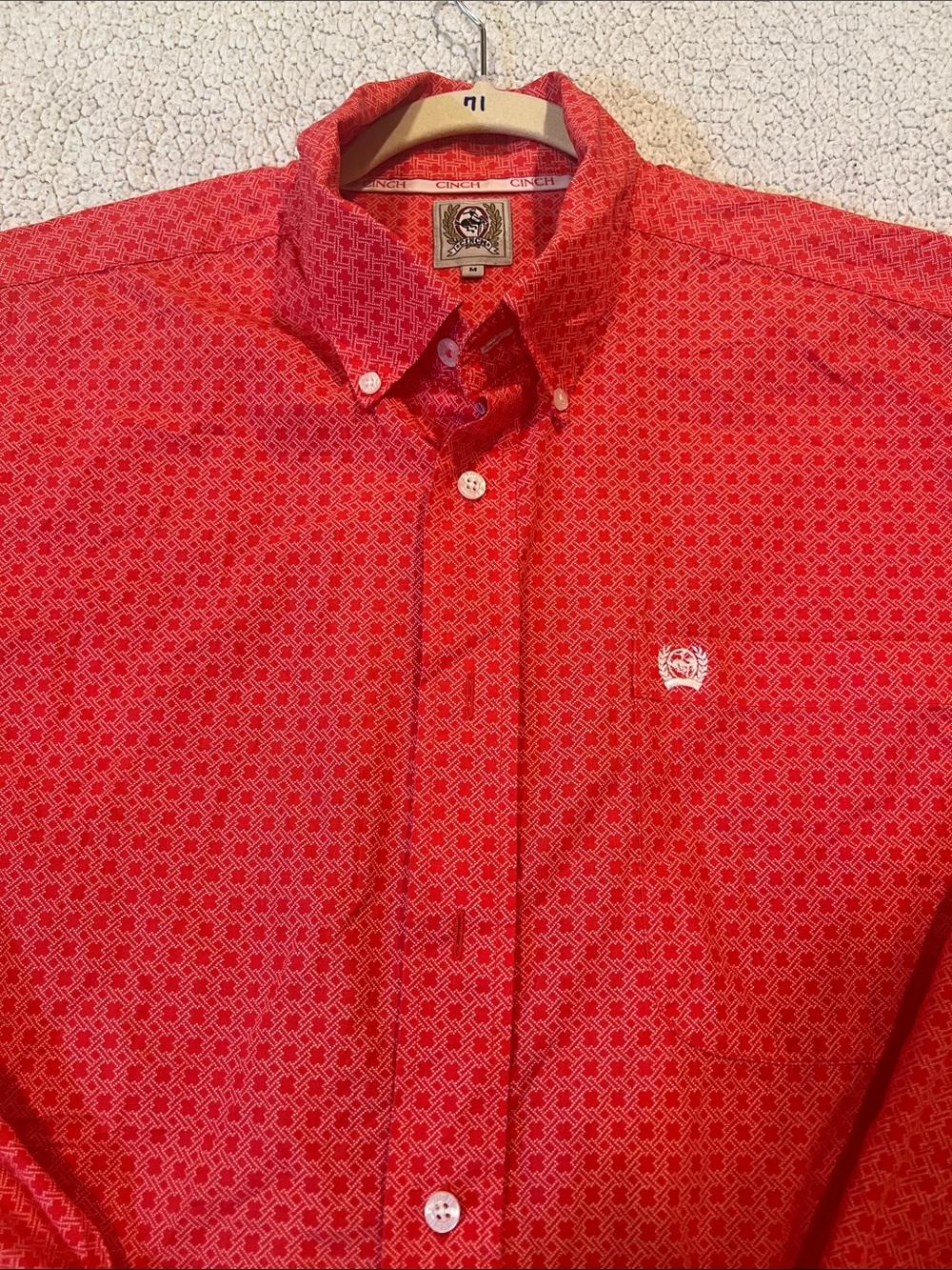 Cinch Red Patterned Button-Down Shirt - Picture 8 of 10
